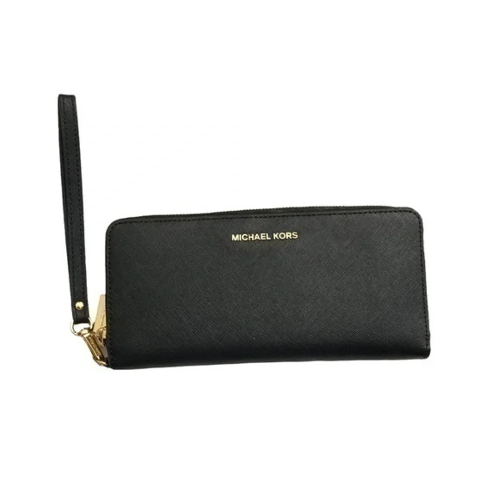 Michael kors black zipper clutch wallet wristlet